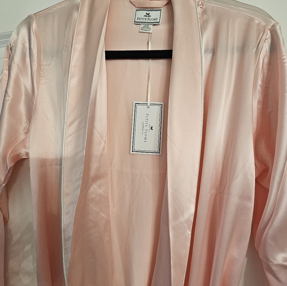 Petite Plume Luxurious Blush Mulberry SILK Satin Robe - Brand New [Pink] - Picture 10 of 12